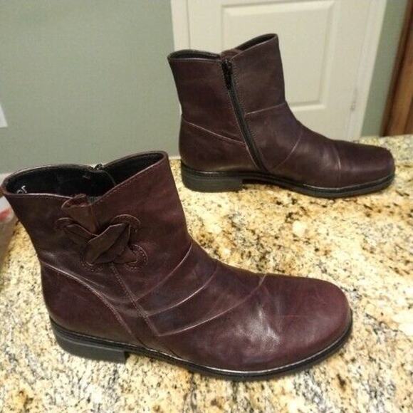 Gabor Womens Plum Purple Zip Biker Leather Boots Sz 6.5 - NWOB - Picture 3 of 12